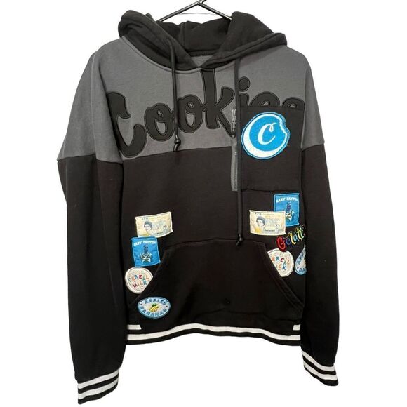Cookies Streetwear Long Sleeve Hoodie With Flag Design And Patches